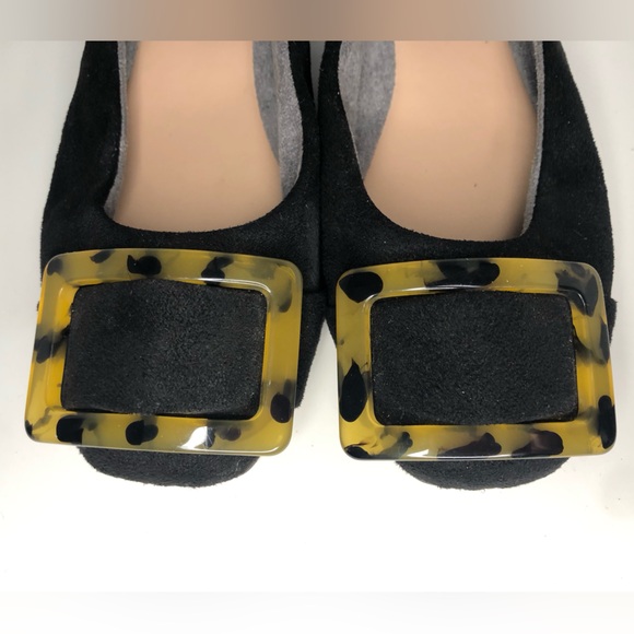 Kelly & Katie Black Suede Ballet Flat with Tortoise Buckle Size 6M - Picture 2 of 11